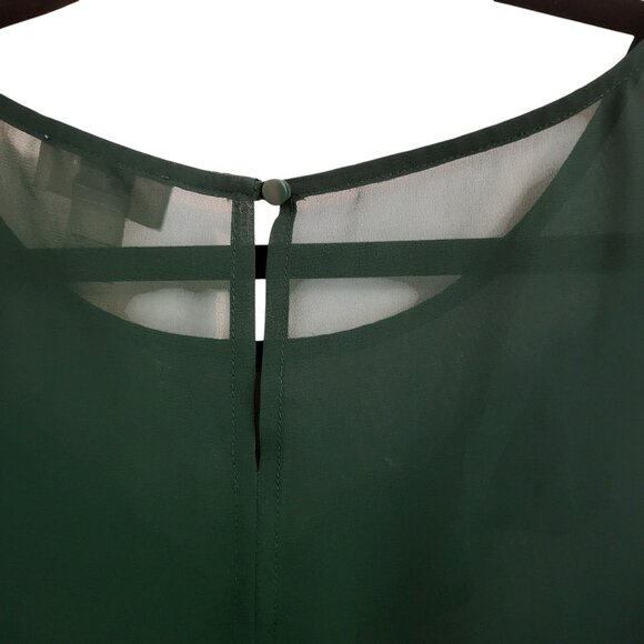 ANN TAYLOR | LOFT | Forrest Green Sleeveless Ribbon Blouse - Picture 6 of 8